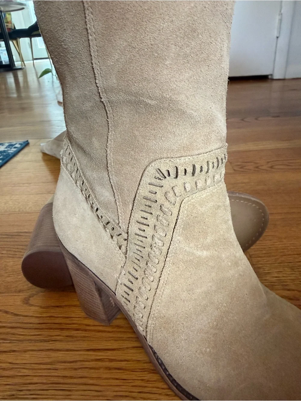 Vince Camuto Madolee Taupe Suede Over-the-Knee Block Heel Boots